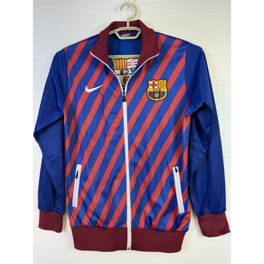 Nike Dry FC Barcelona FCB Jacket Womens Sz XL Blue Zip-up Soccer Track Dri-fit